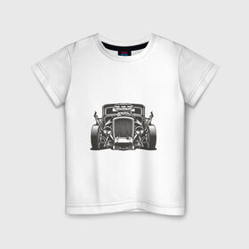 Детская футболка хлопок с принтом Hot Rod в Кировске, 100% хлопок | круглый вырез горловины, полуприлегающий силуэт, длина до линии бедер | авто | автомобиль | классика | машина | огонь | пламя | ретро | род | суперкар | хот