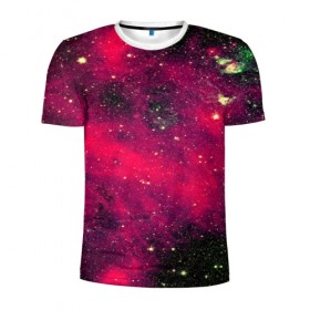 Мужская футболка 3D спортивная с принтом Розовый космос в Кировске, 100% полиэстер с улучшенными характеристиками | приталенный силуэт, круглая горловина, широкие плечи, сужается к линии бедра | nebula | space | star | вселенная | звезды | земля | космический | космос | планеты | плеяды | пространство | созвездие