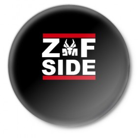 Значок с принтом Z Side в Кировске,  металл | круглая форма, металлическая застежка в виде булавки | die antwoord | ninja | yolandi