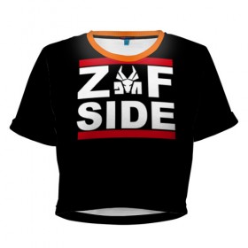 Женская футболка 3D укороченная с принтом Z Side в Кировске, 100% полиэстер | круглая горловина, длина футболки до линии талии, рукава с отворотами | die antwoord | ninja | yolandi