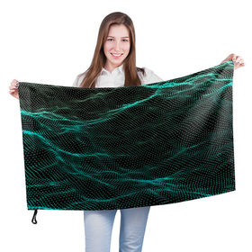 Флаг 3D с принтом Звуковые волны в Кировске, 100% полиэстер | плотность ткани — 95 г/м2, размер — 67 х 109 см. Принт наносится с одной стороны | 