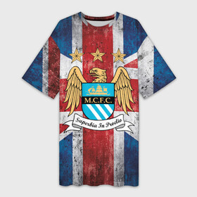 Платье-футболка 3D с принтом Manchester city №1 в Кировске,  |  | 3d | manchester city | английская премьер лига | англия | апл | болельщикам | британия | игра | лондон | манчестер | манчестер сити | популярные | прикольные | футбол | футбольный клуб | эмблема