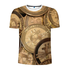 Мужская футболка 3D спортивная с принтом Bitcoin в Кировске, 100% полиэстер с улучшенными характеристиками | приталенный силуэт, круглая горловина, широкие плечи, сужается к линии бедра | bitcoin | деньги | криптовалюта