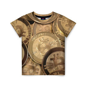 Детская футболка 3D с принтом Bitcoin в Кировске, 100% гипоаллергенный полиэфир | прямой крой, круглый вырез горловины, длина до линии бедер, чуть спущенное плечо, ткань немного тянется | Тематика изображения на принте: bitcoin | деньги | криптовалюта