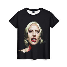 Женская футболка 3D с принтом Леди Гага в Кировске, 100% полиэфир ( синтетическое хлопкоподобное полотно) | прямой крой, круглый вырез горловины, длина до линии бедер | Тематика изображения на принте: lady gaga | леди гага