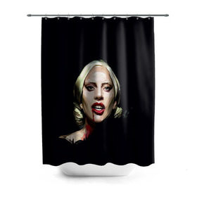 Штора 3D для ванной с принтом Леди Гага в Кировске, 100% полиэстер | плотность материала — 100 г/м2. Стандартный размер — 146 см х 180 см. По верхнему краю — пластиковые люверсы для креплений. В комплекте 10 пластиковых колец | lady gaga | леди гага