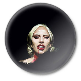 Значок с принтом Леди Гага в Кировске,  металл | круглая форма, металлическая застежка в виде булавки | lady gaga | леди гага