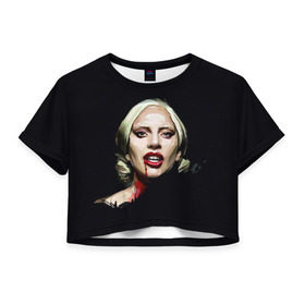 Женская футболка 3D укороченная с принтом Леди Гага в Кировске, 100% полиэстер | круглая горловина, длина футболки до линии талии, рукава с отворотами | lady gaga | леди гага