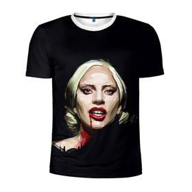 Мужская футболка 3D спортивная с принтом Леди Гага в Кировске, 100% полиэстер с улучшенными характеристиками | приталенный силуэт, круглая горловина, широкие плечи, сужается к линии бедра | Тематика изображения на принте: lady gaga | леди гага