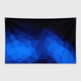 Флаг-баннер с принтом Синие полигоны в Кировске, 100% полиэстер | размер 67 х 109 см, плотность ткани — 95 г/м2; по краям флага есть четыре люверса для крепления | абстракция | бумага | геометрия | грани | изгиб | линии | полигоны | полосы | постель | розовый | сочетания | текстура | треугольники