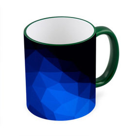 Кружка 3D с принтом Синие полигоны в Кировске, керамика | ёмкость 330 мл | абстракция | бумага | геометрия | грани | изгиб | линии | полигоны | полосы | постель | розовый | сочетания | текстура | треугольники