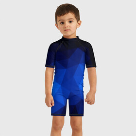 Детский купальный костюм 3D с принтом Синие полигоны в Кировске, Полиэстер 85%, Спандекс 15% | застежка на молнии на спине | абстракция | бумага | геометрия | грани | изгиб | линии | полигоны | полосы | постель | розовый | сочетания | текстура | треугольники
