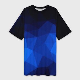 Платье-футболка 3D с принтом Синие полигоны в Кировске,  |  | абстракция | бумага | геометрия | грани | изгиб | линии | полигоны | полосы | постель | розовый | сочетания | текстура | треугольники