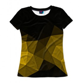 Женская футболка 3D с принтом Abstract yellow в Кировске, 100% полиэфир ( синтетическое хлопкоподобное полотно) | прямой крой, круглый вырез горловины, длина до линии бедер | 