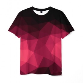 Мужская футболка 3D с принтом Розовая абстракция в Кировске, 100% полиэфир | прямой крой, круглый вырез горловины, длина до линии бедер | геометрия | полигоны | розовый | треугольники
