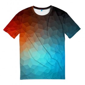 Мужская футболка 3D с принтом Битва абстракций в Кировске, 100% полиэфир | прямой крой, круглый вырез горловины, длина до линии бедер | абстракция | геометрия | грани | красный | полигоны | треугольники