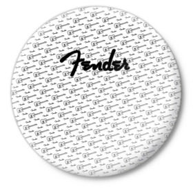Значок с принтом Fender в Кировске,  металл | круглая форма, металлическая застежка в виде булавки | fender | gibson | guitar | ibanez | music | rock | гитара | музыка | рок