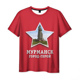 Мужская футболка 3D с принтом Мурманск город-герой в Кировске, 100% полиэфир | прямой крой, круглый вырез горловины, длина до линии бедер | 9мая | великая | война | герой | город | день | мурманск | отечественная | победы