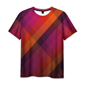 Мужская футболка 3D с принтом Ромбы, красная текстура в Кировске, 100% полиэфир | прямой крой, круглый вырез горловины, длина до линии бедер | геометрия | грязный метал | красные | линии | металлический | полосы | ромбы | серые | текстура