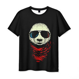 Мужская футболка 3D с принтом Панда Хипстер в Кировске, 100% полиэфир | прямой крой, круглый вырез горловины, длина до линии бедер | Тематика изображения на принте: 3d | бандана | животные | медвежата | очки | панда хипстер | прикольные | стильные