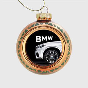 Стеклянный ёлочный шар с принтом BMW белая в Кировске, Стекло | Диаметр: 80 мм | bmw | x3 x4 x5 x6 x7 x8 | авто | автомобиль | блатная | бмв | бумер | бэха | иномарка | концерн | красивая | крутая | марка немецкая | машина | пацанский таз | прикольная | тачила | тачка