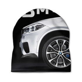 Шапка 3D с принтом BMW белая в Кировске, 100% полиэстер | универсальный размер, печать по всей поверхности изделия | bmw | x3 x4 x5 x6 x7 x8 | авто | автомобиль | блатная | бмв | бумер | бэха | иномарка | концерн | красивая | крутая | марка немецкая | машина | пацанский таз | прикольная | тачила | тачка