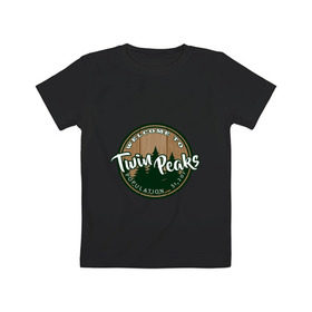 Детская футболка хлопок с принтом Twin Peaks в Кировске, 100% хлопок | круглый вырез горловины, полуприлегающий силуэт, длина до линии бедер | Тематика изображения на принте: twin peaks твин пикс | девид линч | лес | лора палмер | сова | туман