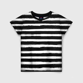 Детская футболка 3D с принтом Тельняшка в Кировске, 100% гипоаллергенный полиэфир | прямой крой, круглый вырез горловины, длина до линии бедер, чуть спущенное плечо, ткань немного тянется | геометрия | зебра | линии | полосы | тельняшка | узор | черно белый