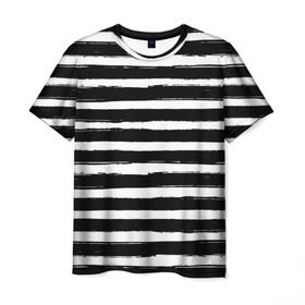 Мужская футболка 3D с принтом Тельняшка в Кировске, 100% полиэфир | прямой крой, круглый вырез горловины, длина до линии бедер | Тематика изображения на принте: геометрия | зебра | линии | полосы | тельняшка | узор | черно белый