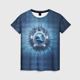 Женская футболка 3D с принтом Mini world (Abstraction4) в Кировске, 100% полиэфир ( синтетическое хлопкоподобное полотно) | прямой крой, круглый вырез горловины, длина до линии бедер | clothingbyam абстракция синий