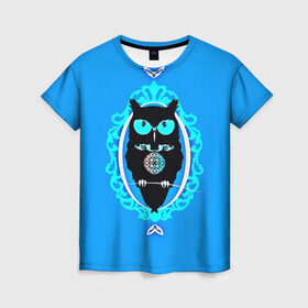 Женская футболка 3D с принтом Owl в Кировске, 100% полиэфир ( синтетическое хлопкоподобное полотно) | прямой крой, круглый вырез горловины, длина до линии бедер | 