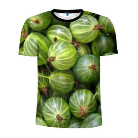 Мужская футболка 3D спортивная с принтом Крыжовник в Кировске, 100% полиэстер с улучшенными характеристиками | приталенный силуэт, круглая горловина, широкие плечи, сужается к линии бедра | Тематика изображения на принте: еда | зеленый | крыжовник | растения | текстура | фрукты | ягоды