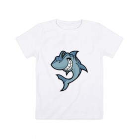 Детская футболка хлопок с принтом Акула Blue в Кировске, 100% хлопок | круглый вырез горловины, полуприлегающий силуэт, длина до линии бедер | 