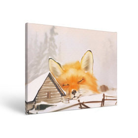 Холст прямоугольный с принтом Сон в Кировске, 100% ПВХ |  | fox | red | лиса | лисенок | рыжая