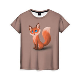 Женская футболка 3D с принтом Paint в Кировске, 100% полиэфир ( синтетическое хлопкоподобное полотно) | прямой крой, круглый вырез горловины, длина до линии бедер | Тематика изображения на принте: fox | red | лиса | лисенок | рыжая