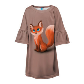 Детское платье 3D с принтом Paint в Кировске, 100% полиэстер | прямой силуэт, чуть расширенный к низу. Круглая горловина, на рукавах — воланы | Тематика изображения на принте: fox | red | лиса | лисенок | рыжая