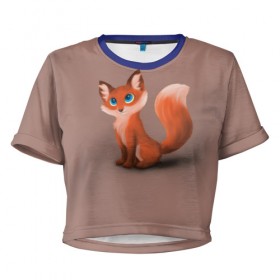 Женская футболка 3D укороченная с принтом Paint в Кировске, 100% полиэстер | круглая горловина, длина футболки до линии талии, рукава с отворотами | fox | red | лиса | лисенок | рыжая