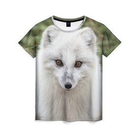 Женская футболка 3D с принтом White Fox в Кировске, 100% полиэфир ( синтетическое хлопкоподобное полотно) | прямой крой, круглый вырез горловины, длина до линии бедер | fox | red | лиса | лисенок | рыжая