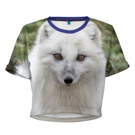 Женская футболка 3D укороченная с принтом White Fox в Кировске, 100% полиэстер | круглая горловина, длина футболки до линии талии, рукава с отворотами | fox | red | лиса | лисенок | рыжая