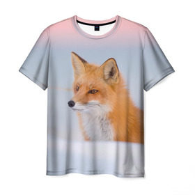 Мужская футболка 3D с принтом Morning в Кировске, 100% полиэфир | прямой крой, круглый вырез горловины, длина до линии бедер | fox | red | лиса | лисенок | рыжая