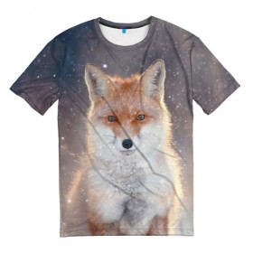 Мужская футболка 3D с принтом Eyes в Кировске, 100% полиэфир | прямой крой, круглый вырез горловины, длина до линии бедер | fox | red | лиса | лисенок | рыжая
