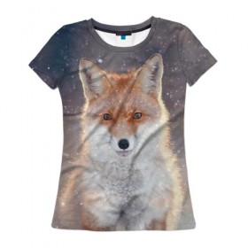 Женская футболка 3D с принтом Eyes в Кировске, 100% полиэфир ( синтетическое хлопкоподобное полотно) | прямой крой, круглый вырез горловины, длина до линии бедер | fox | red | лиса | лисенок | рыжая