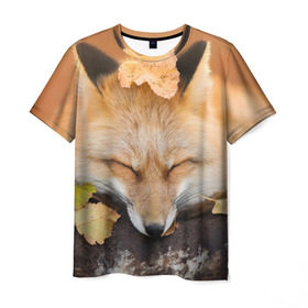 Мужская футболка 3D с принтом Соня в Кировске, 100% полиэфир | прямой крой, круглый вырез горловины, длина до линии бедер | fox | red | лиса | лисенок | рыжая