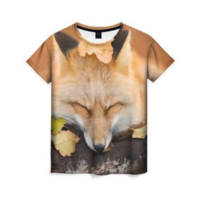 Женская футболка 3D с принтом Соня в Кировске, 100% полиэфир ( синтетическое хлопкоподобное полотно) | прямой крой, круглый вырез горловины, длина до линии бедер | fox | red | лиса | лисенок | рыжая