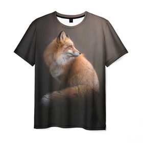 Мужская футболка 3D с принтом Лиса в Кировске, 100% полиэфир | прямой крой, круглый вырез горловины, длина до линии бедер | fox | red | лиса | лисенок | рыжая