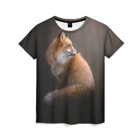 Женская футболка 3D с принтом Лиса в Кировске, 100% полиэфир ( синтетическое хлопкоподобное полотно) | прямой крой, круглый вырез горловины, длина до линии бедер | fox | red | лиса | лисенок | рыжая