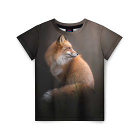Детская футболка 3D с принтом Лиса в Кировске, 100% гипоаллергенный полиэфир | прямой крой, круглый вырез горловины, длина до линии бедер, чуть спущенное плечо, ткань немного тянется | Тематика изображения на принте: fox | red | лиса | лисенок | рыжая