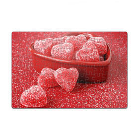 Пазл магнитный 126 элементов с принтом Мармеладные сердца в Кировске, полимерный материал с магнитным слоем | 126 деталей, размер изделия —  180*270 мм | еда | конфеты | красный | мармелад | сердечки | сладости