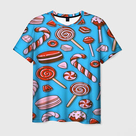 Мужская футболка 3D с принтом Candy в Кировске, 100% полиэфир | прямой крой, круглый вырез горловины, длина до линии бедер | 3d | summer | вкусные | десерт | другие | еда | конфеты | лето | мороженное | пирожные | прикольные | сладости | сладость | текстуры | тортики | яркие