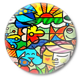 Значок с принтом Картинка-мозаика в Кировске,  металл | круглая форма, металлическая застежка в виде булавки | 3d | другие | животные | кот | мозаика | насекомые | прикольные | птицы | собака | солнце | текстуры | узор | цветные | цветы | яркие